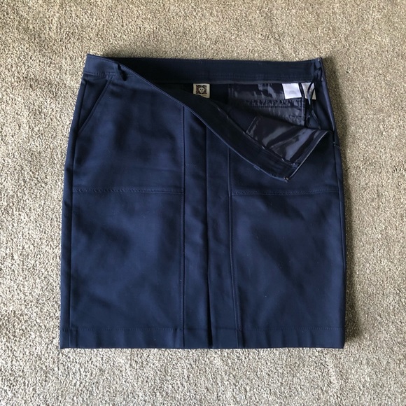 Anne Klein Skirt sz 12 Workwear Career Pencil Straight Pockets Navy Classic - Picture 9 of 13